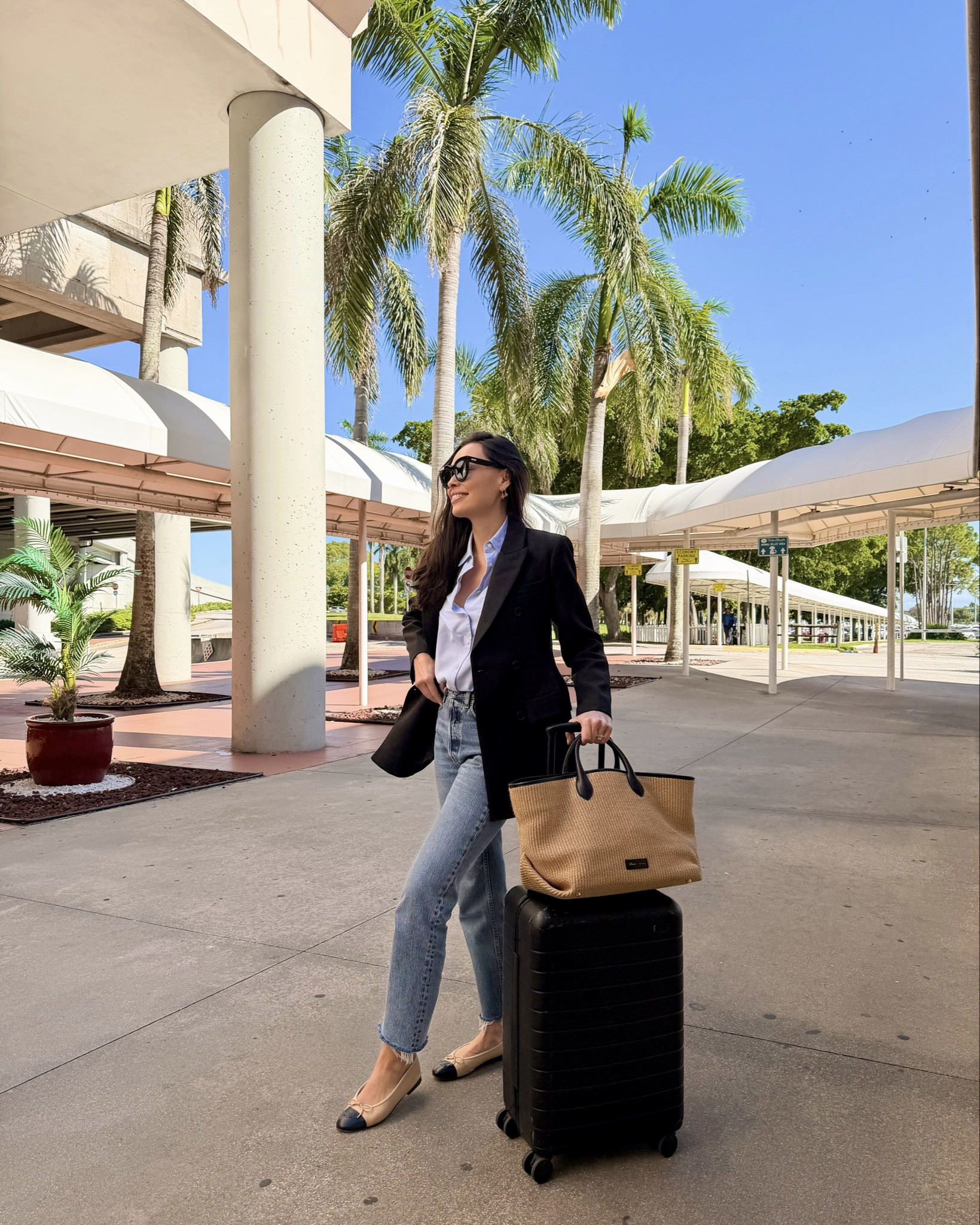 Travel outfit, luggage, blazer, workwear, classic style.  

#LTKootd #LTKTravel #LTKSeasonal