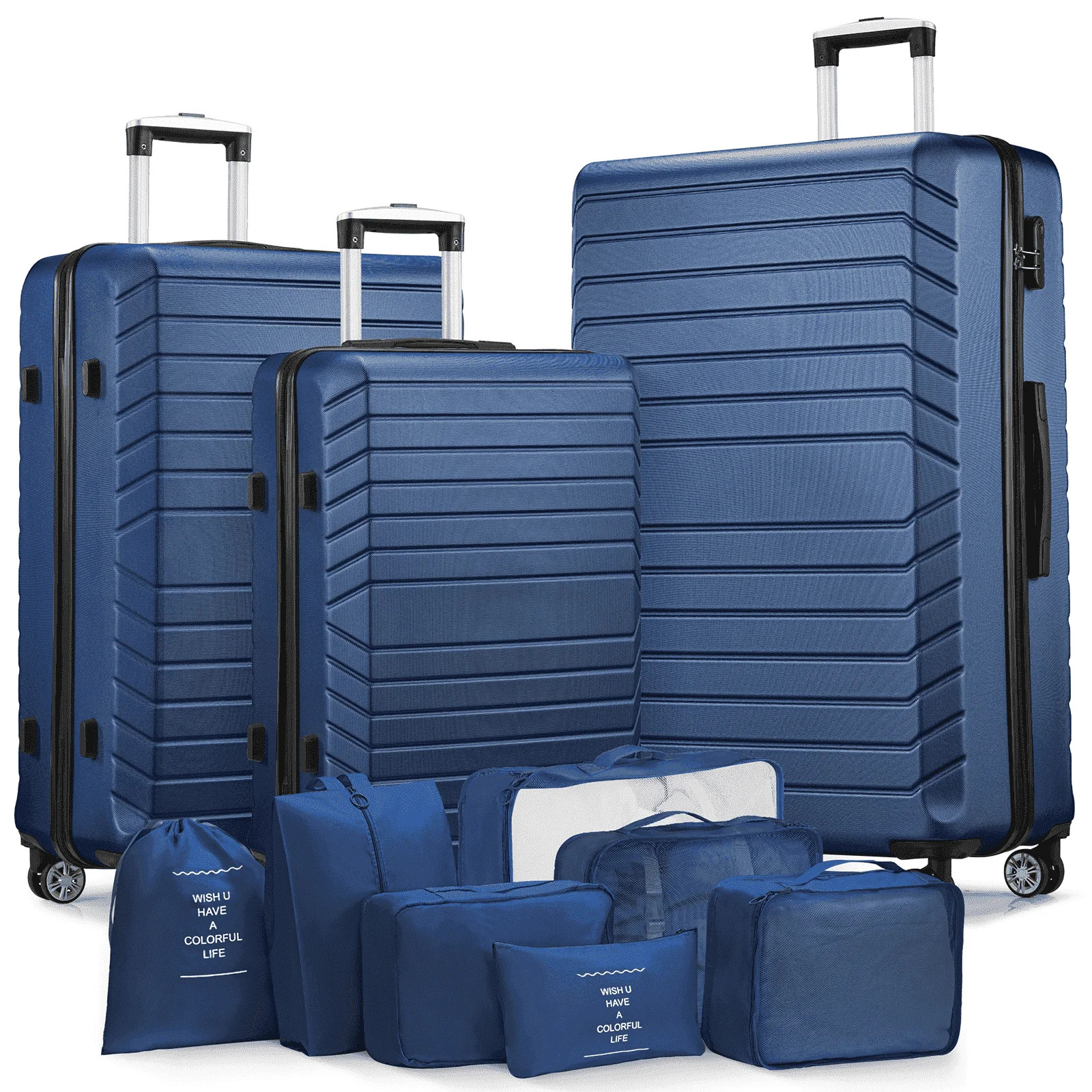 Gowill 3 Piece Luggage Sets Travel Suitcase Set with 7PCS Organizer Bags, Navy Blue | Walmart (US)