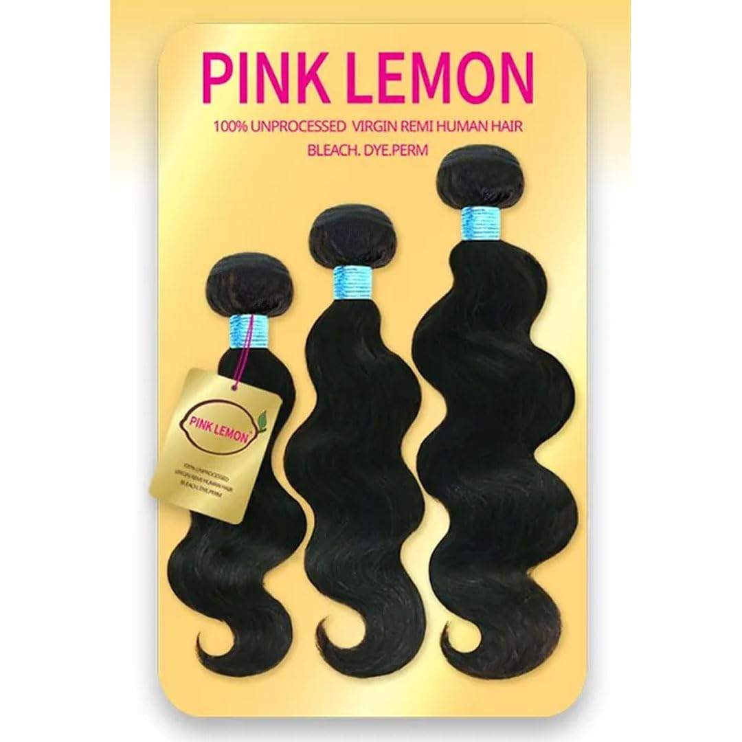 Pink Lemon Virgin Human Hair Weave 3 Bundles Body Wave (NATURAL, 14"16"18") | Amazon (US)