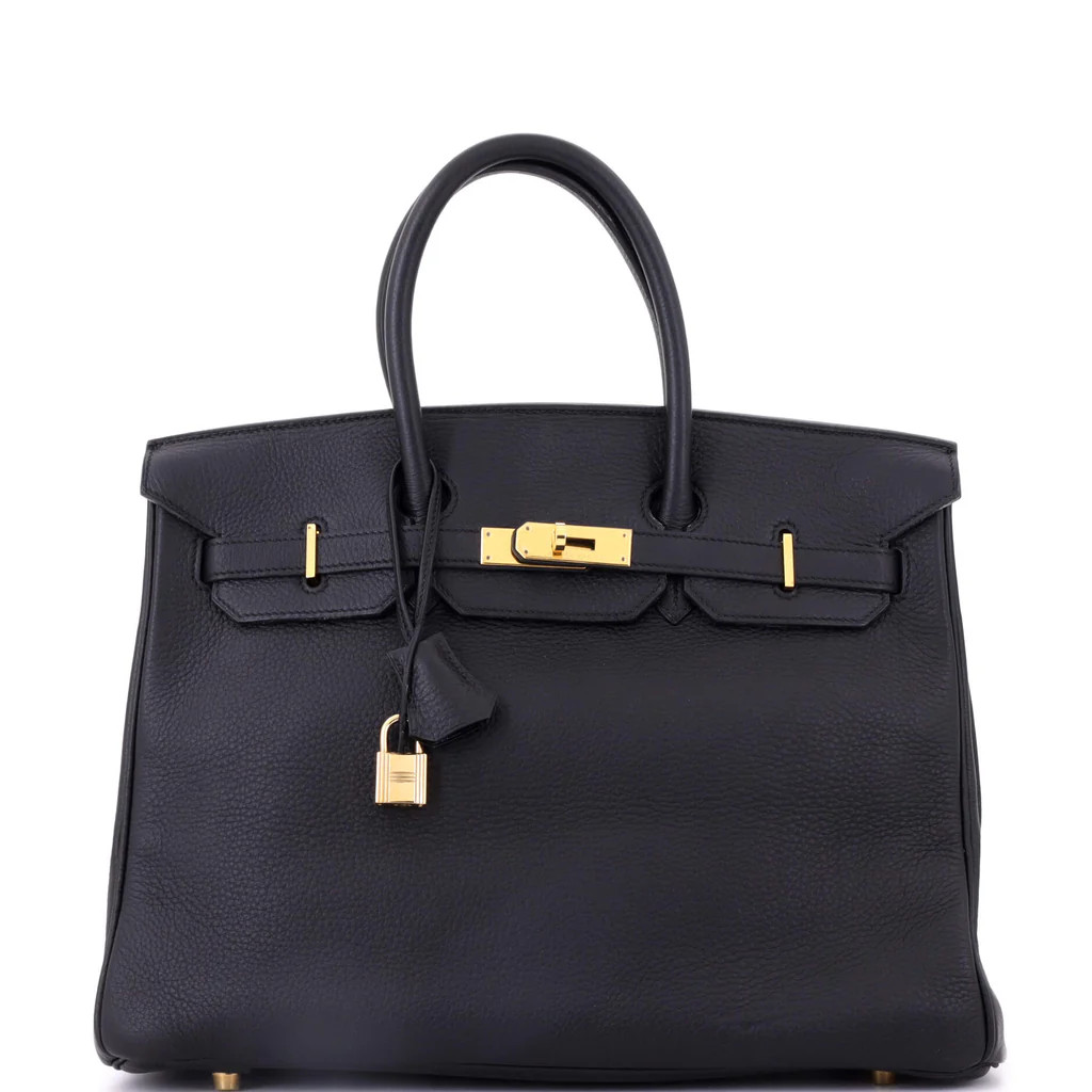 Birkin Handbag Noir Togo with Gold Hardware 35 | Rebag