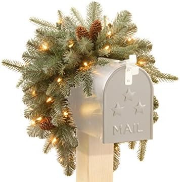 National Tree Company 'Feel Real' Pre-lit Artificial Christmas Mail Box Swag | battery-operated L... | Amazon (US)