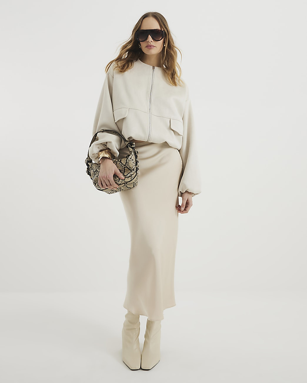 Cream Satin Maxi Skirt | River Island UK & IE