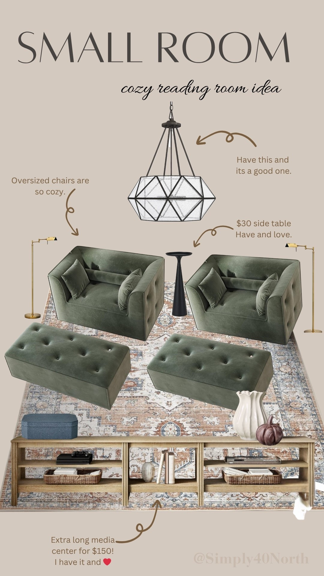 If you have a second smaller living room and reading room I love this set up.  Two oversized chairs make for a very cozy space.  I have the media console.  It’s long and so affordable.  Highly recommend.

#LTKHome