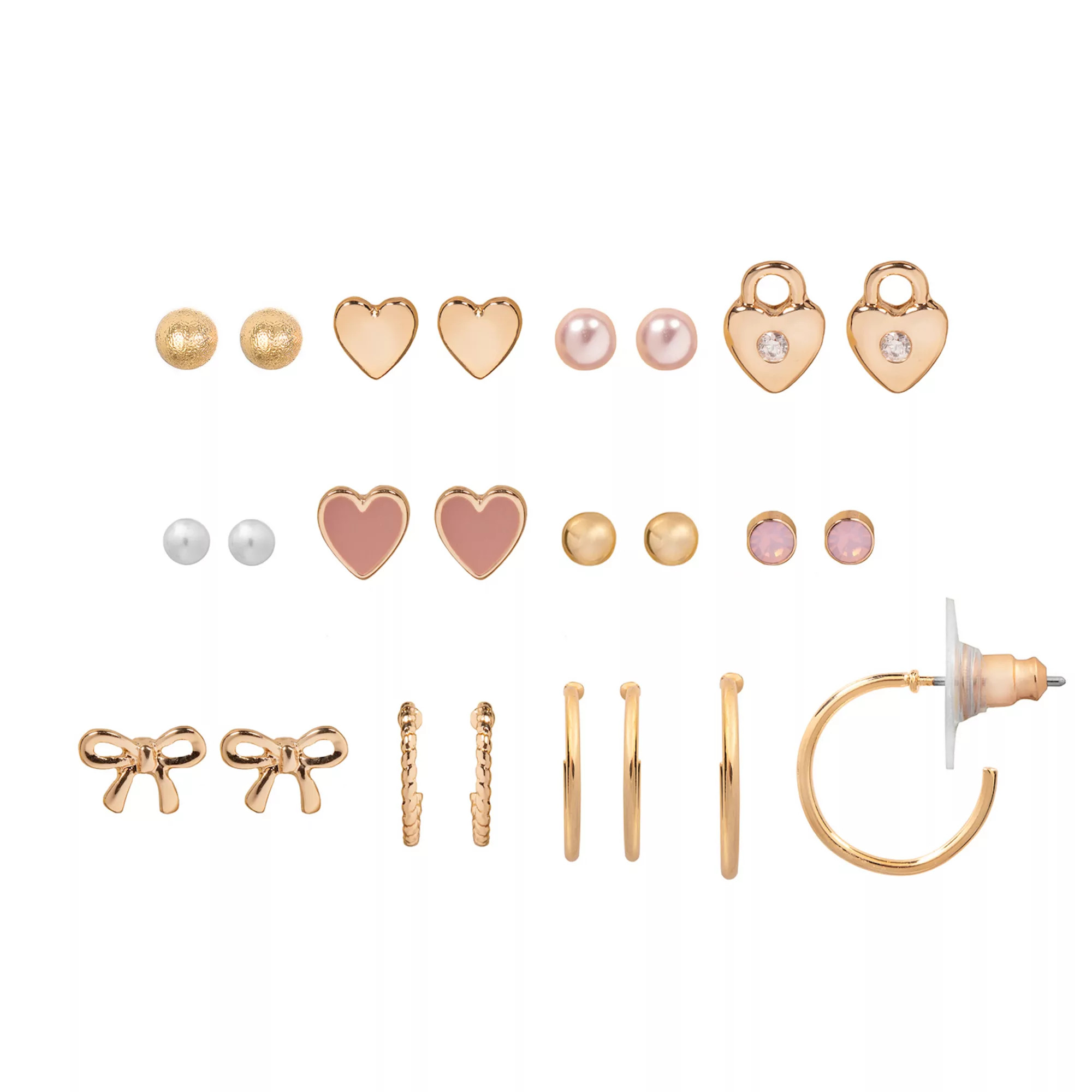 LC Lauren Conrad 12-Pair Bow & Locket Theme Earring Set | Kohl's