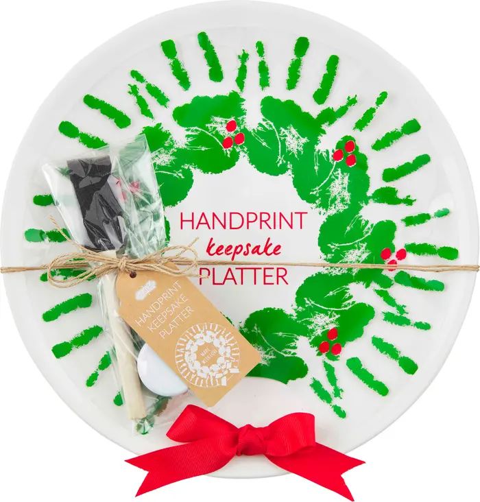 Mud Pie 4-Piece Wreath Handprint Keepsake Platter Set | Nordstrom | Nordstrom