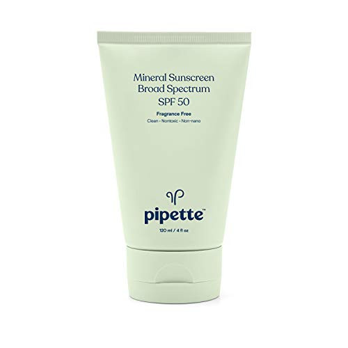 Pipette Mineral Sunscreen - SPF 50 Broad Spectrum Baby Sunblock with Non-Nano Zinc, UVB/UVA Non-Toxic Sun Protection for Kids & Sensitive Skin, 4 fl oz | Amazon (US)