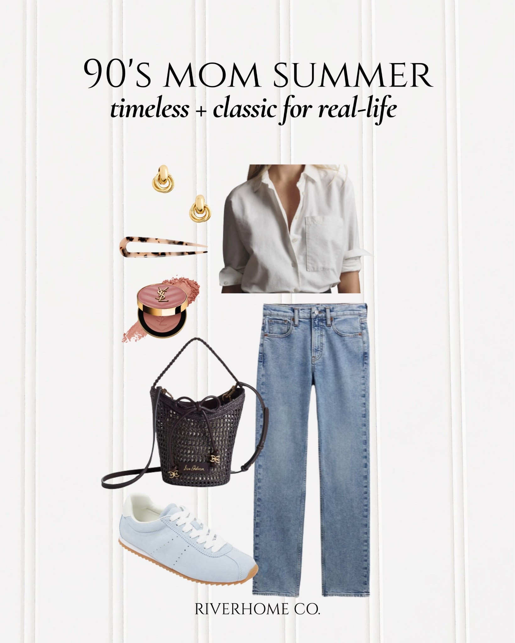 90s mom outfit of the day — simple, classic pieces that always feel put together without overthinking it.

white button up outfit, straight leg denim outfit, 90s mom style outfit, casual chic everyday outfit, classic outfit formula, tennis shoes outfit, loafer outfit women, ysl blush, tortoise hair clip, basket bag outfit, timeless wardrobe staples

#LTKgrwm