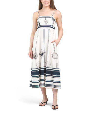 Sleeveless Compass Striped Midi Dress For Women | TJ Maxx