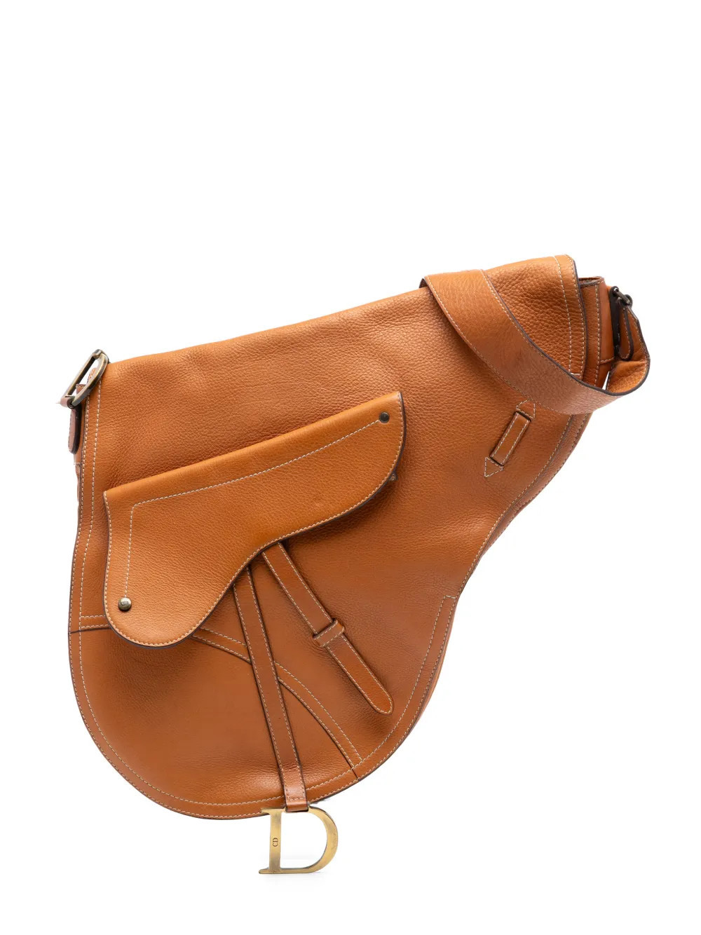 Christian Dior Pre-Owned 2002 Leather Baudrier Saddle Bag crossbody bag - Brown | Farfetch Global