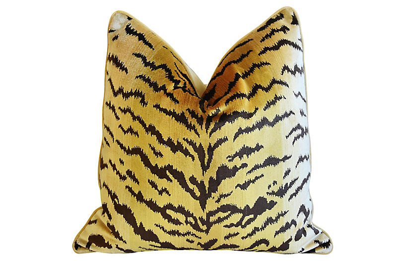 Scalamandre Le Tigre Tiger Silk Pillow | One Kings Lane