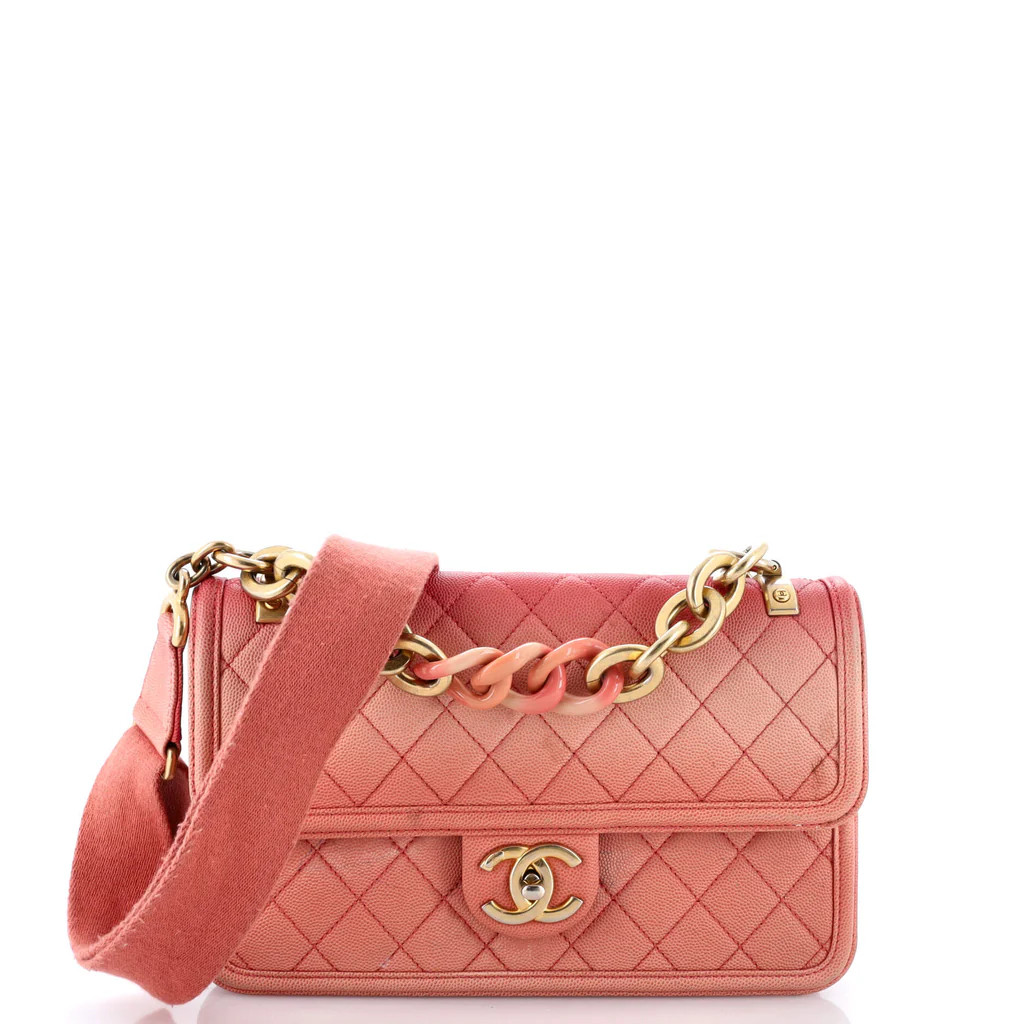 Sunset On The Sea Flap Bag Quilted Caviar Medium | Rebag