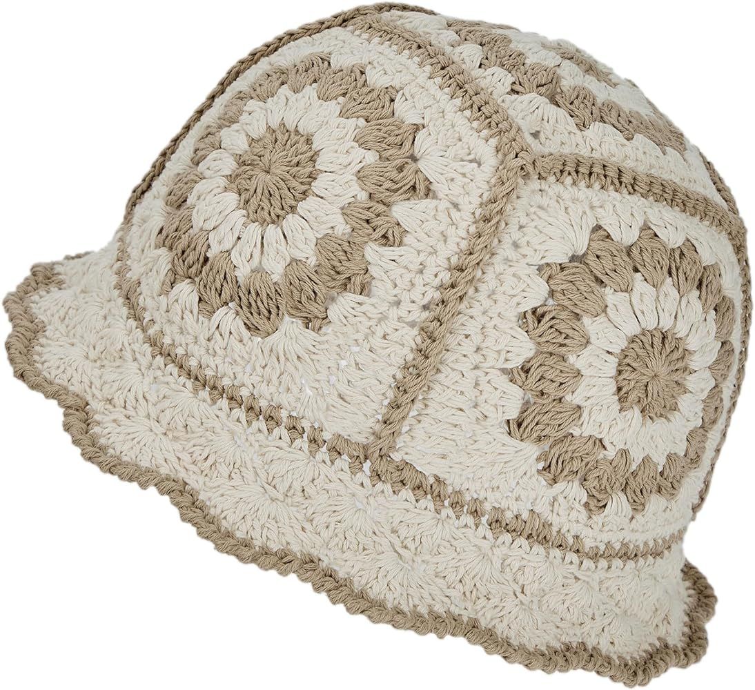 Zando Crochet Bucket Hats for Women Handmade Foldable Knit Bucket Hat Floral Womens Bucket Hat Su... | Amazon (US)