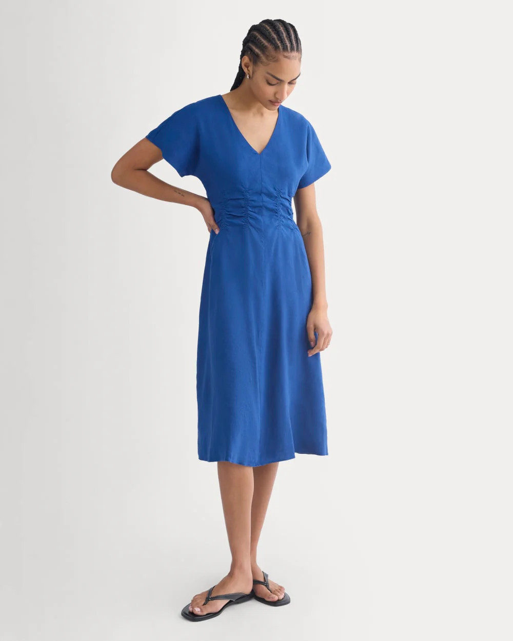 Cinched Dress in Stretch Linen | Estate Blue | Everlane