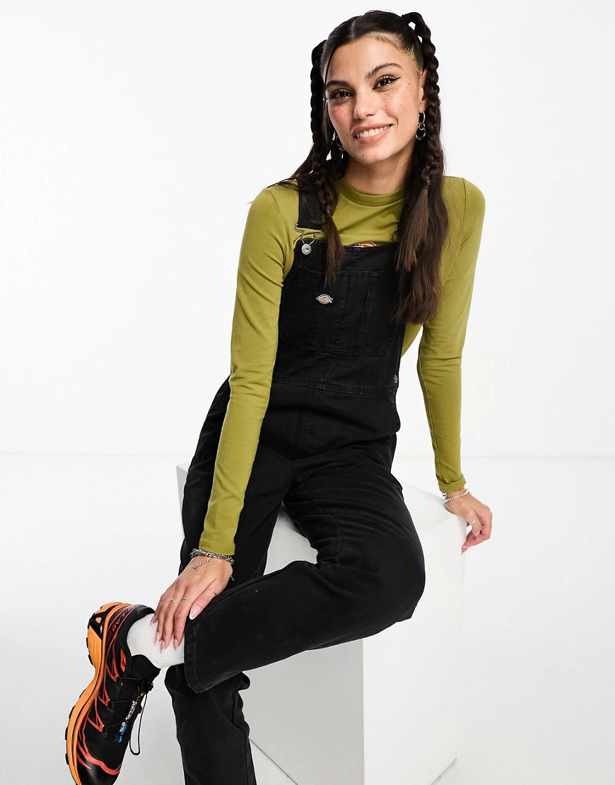 Dickies Duck Canvas classic bib overalls in stonewash black | ASOS (Global)