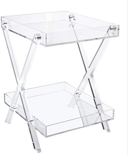 Likenow Furniture Acrylic Rectangular Tray Table with 2-Tier Storage,Clear,Modern,Assemble,20x18i... | Amazon (US)