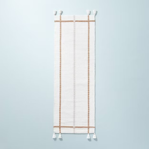 Bold Cross Stripes Tassel Rug Cream/Tan - Hearth & Hand™ with Magnolia | Target