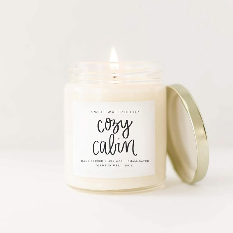 Cozy Cabin Natural Soy Wax Candle Glass Jar Scented Orange Zest Cinnamon Cranberry Woods Bayberry... | Amazon (US)