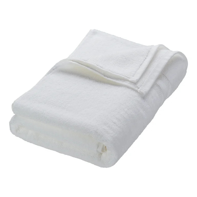 Hotel Style Turkish Cotton Bath Towel Collection Solid Print White Bath Towel | Walmart (US)