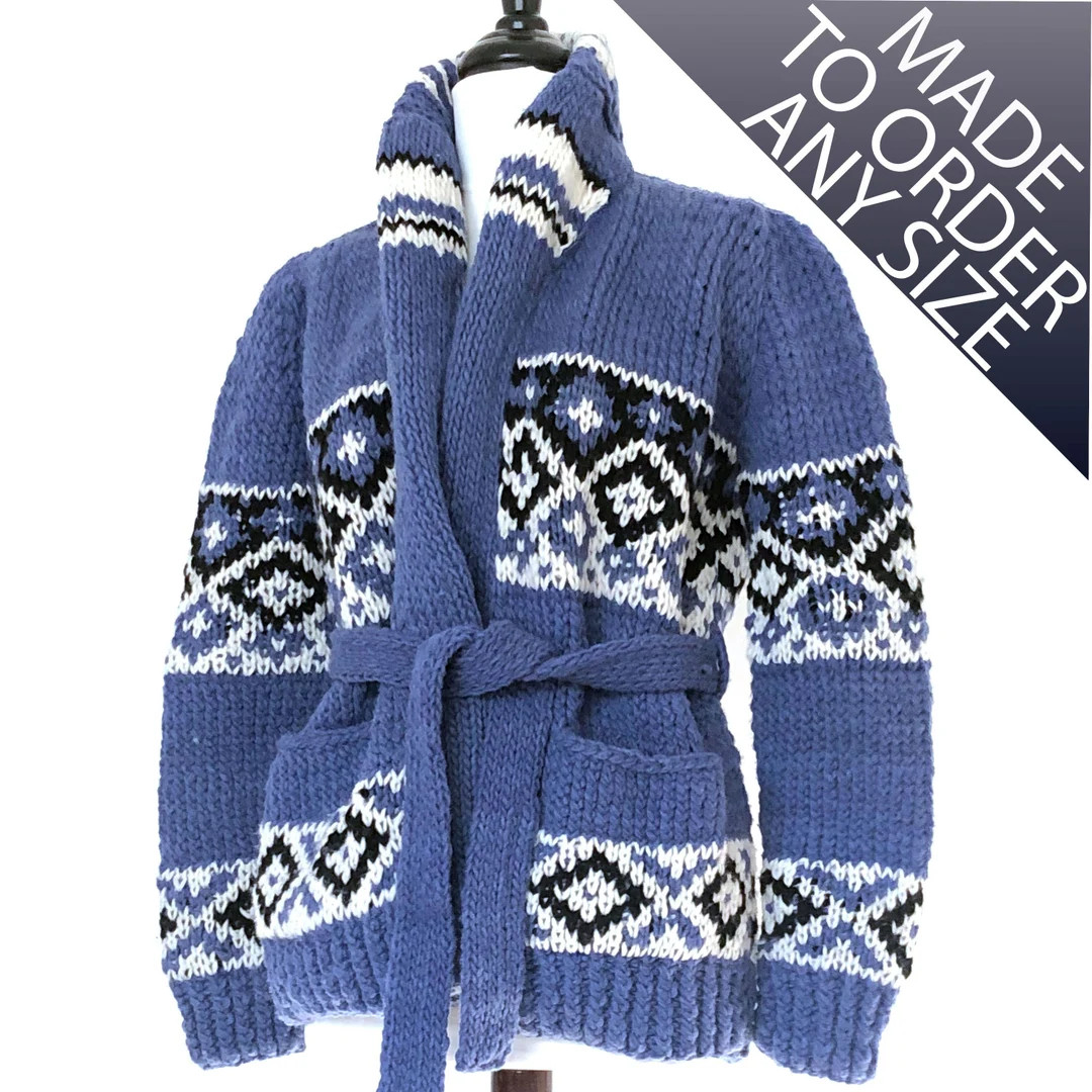 Cardigan Sweater Chunky Knit With Tie Starsky Marilyn Sweater Made to Order - Etsy | Etsy (US)