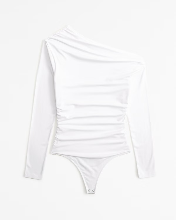 Long-Sleeve Asymmetrical Draped Bodysuit | Abercrombie & Fitch (US)