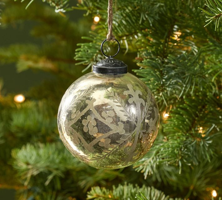 Silver Etched Fern Ornament | Pottery Barn (US)