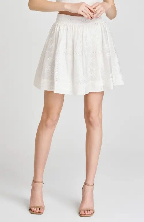 WAYF Rosalie Embroidered Miniskirt in Eggshell at Nordstrom, Size Small | Nordstrom