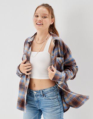 AE Oversized Flannel Shirt | American Eagle Outfitters (US & CA)