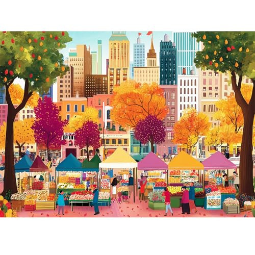 500 Pieces Puzzle for Adults–Beautiful Autumn Market Puzzle for Adults Children Elderly–Recycled Paper Jigsaw Puzzle 500 Piece–Glossy, Sturdy Pieces Challenging Family Game Great Gift Idea (20.5x15in) | Amazon (US)