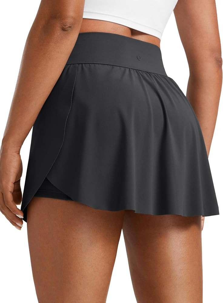 CRZ YOGA High Waisted Side Slit Tennis Skirts for Women - Mini Lined A Line Running Athletic Skor... | Amazon (US)