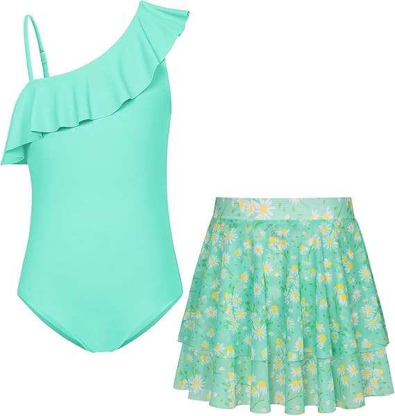 GRACE KARIN Girls One Piece Swimsuits with Mesh Skirt Bathing Suit Swimwear 6-14Y | Amazon (US)
