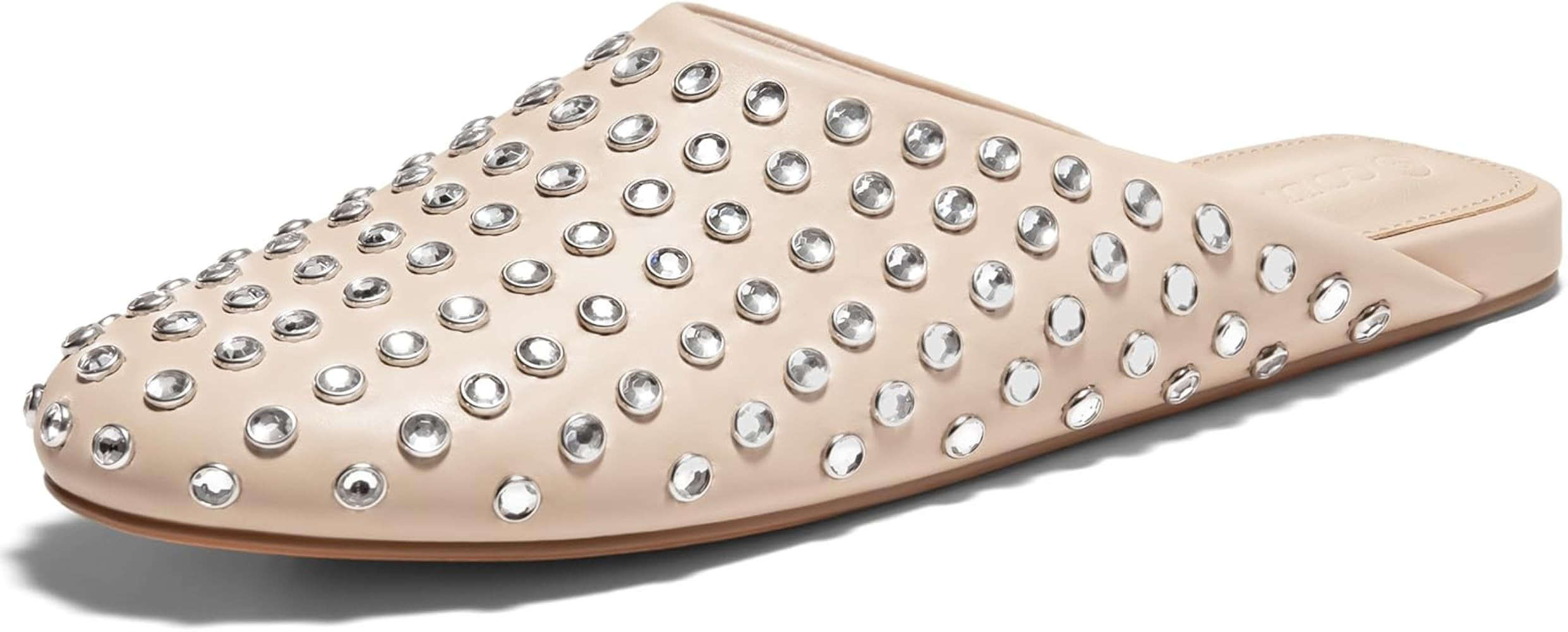 Coutgo Women's Rhinestone Mules Flats Sparkly Leather Slip On Shoes Slippers Comfortable Dress Ba... | Amazon (US)