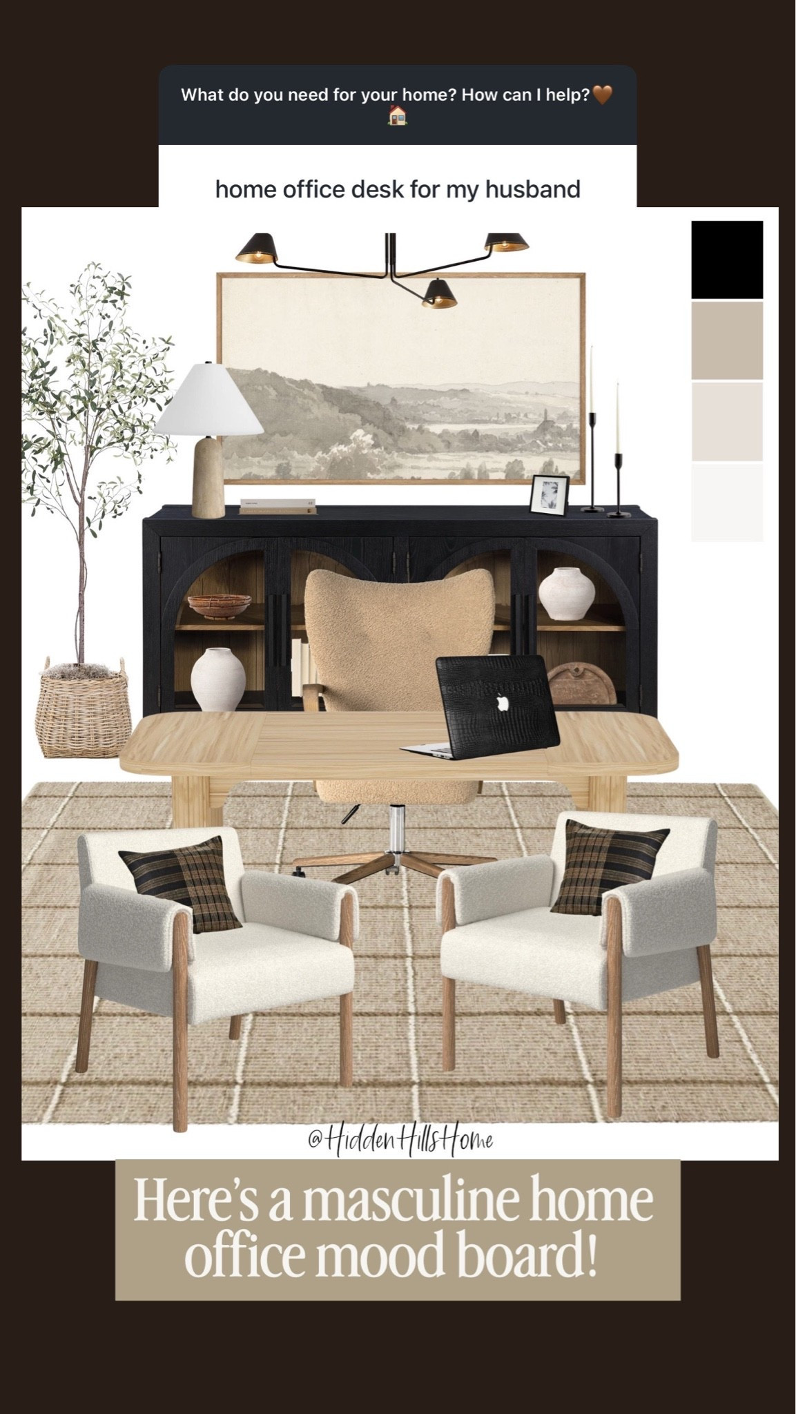 Masculine home office inspiration, home office design, desk, office chair, office decor ideas, mood boards

#LTKHome #LTKSaleAlert #LTKMens