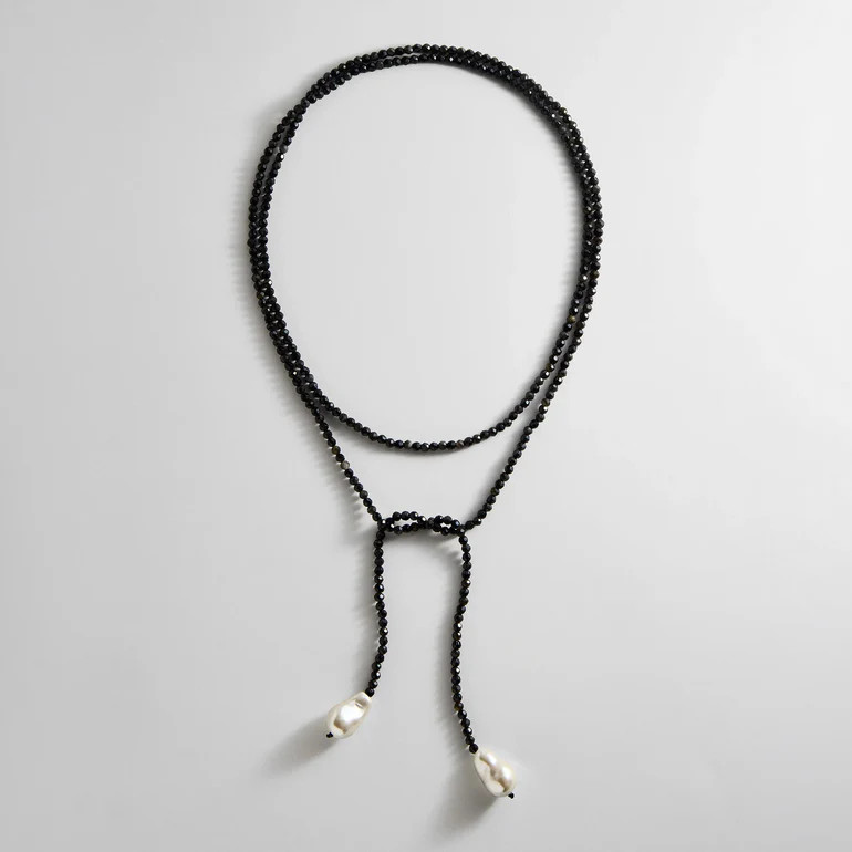 Semi-Precious Pearl Wrap Necklace - Onyx | BaubleBar