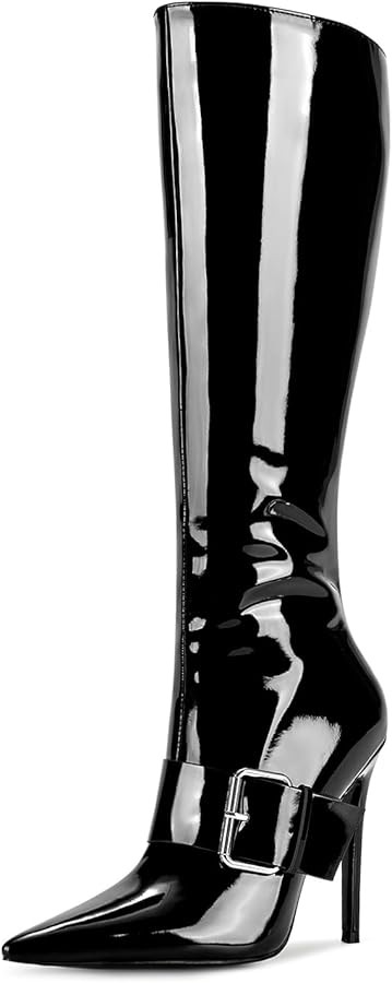 wetkiss Knee High Boots Women With Side Zipper Pointed Toe Stiletto High Heels for Narrow Feet Na... | Amazon (US)
