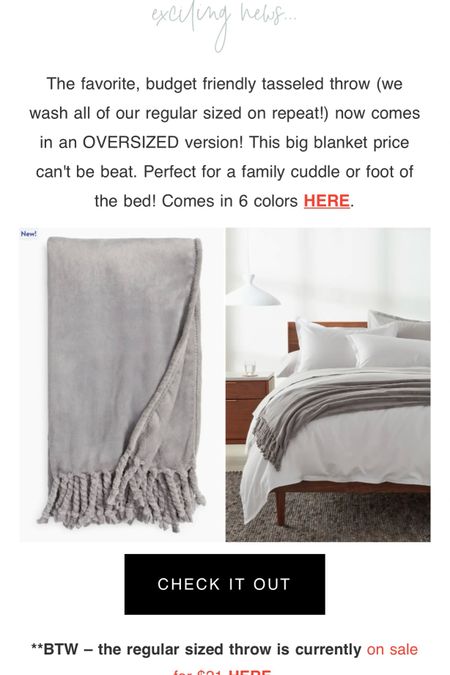 My favorite cozy throw is now available in six different colors in an oversized blanket version, at an amazing price. And the smaller throw version that we have in every room of our home is currently on sale for $21! Free shipping for both. home decor Mother’s Day gift idea cozy throw cozy blanket fringed throw 

#LTKfindsunder50 #LTKsalealert #LTKhome