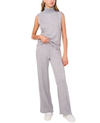 Vince Camuto Womens Knit Sleeveless Turtleneck Wide Leg Pants | Macy's
