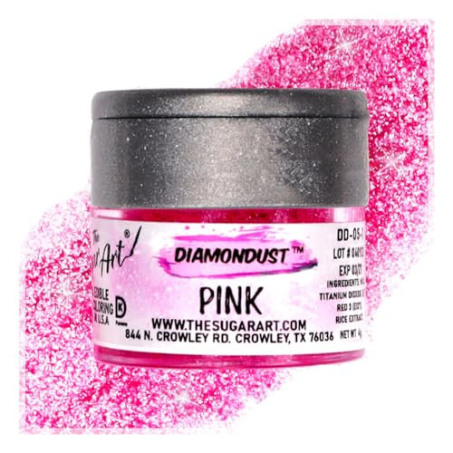 Pink Edible Glitter for Drinks, Cocktails, Cake Decorating, Strawberries, Chocolates & More | No Taste | 4g | 100% Food-Safe | Kosher, Vegan, Gluten & Nut Free | DiamonDust by The Sugar Art | Amazon (US)