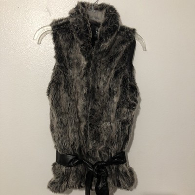 Miss Ashley By 26International Faux Fur Vest Tie Waist Womens Size M | eBay | eBay US