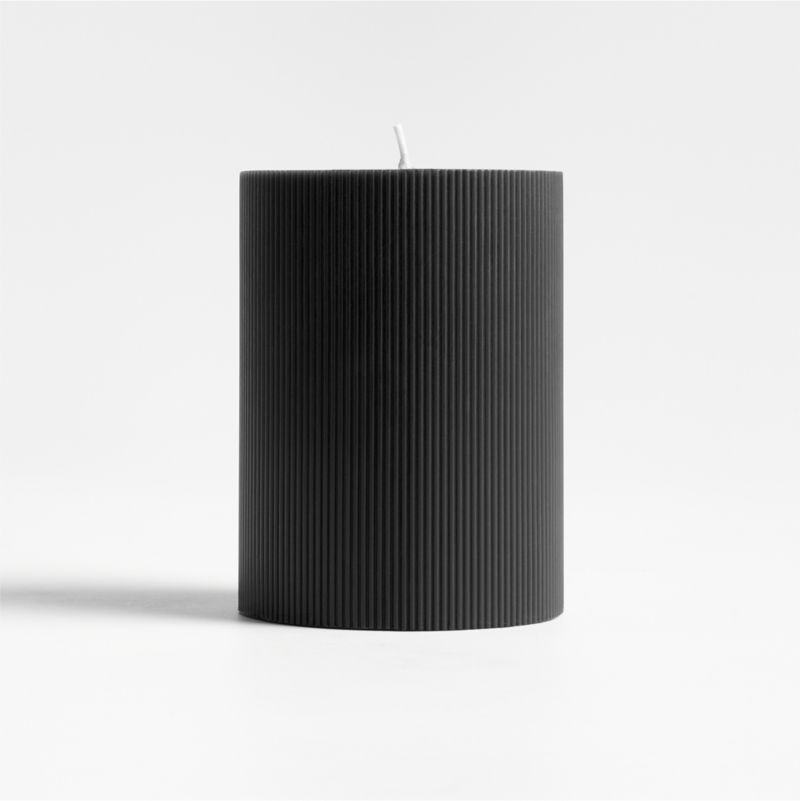 3"x4" Ribbed Black Pillar Candle + Reviews | Crate & Barrel | Crate & Barrel