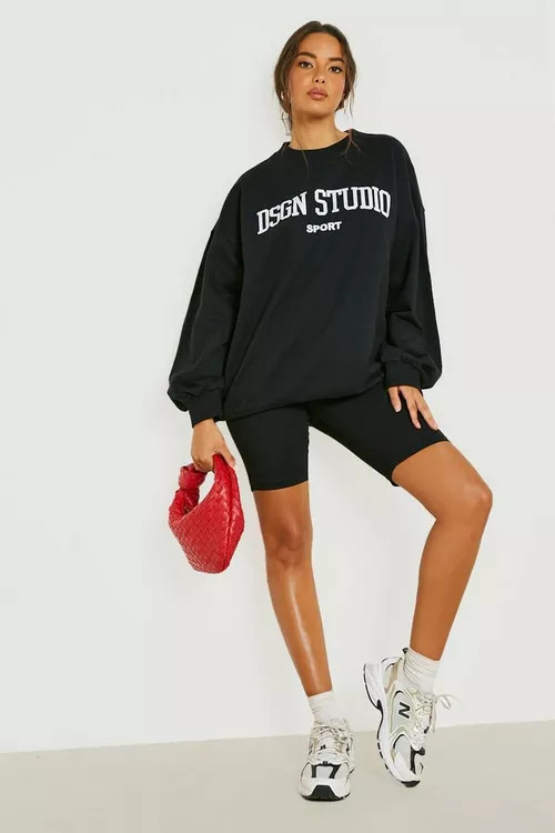 Printed Sweater And Biker Short Set | Boohoo.com (US & CA)