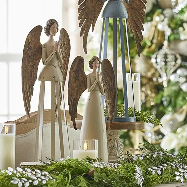 Antiqued Santos Angel Figurine | Antique Farm House