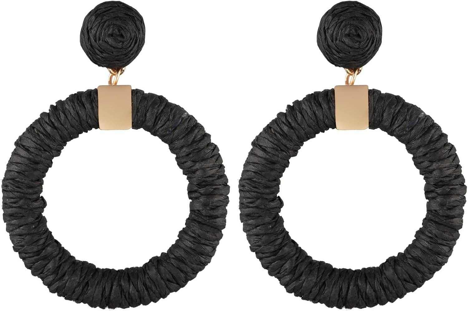 Raffia Earrings for Women,Bohemian Earrings Handmade Braid Hoop Drop Dangle Earrings | Amazon (US)