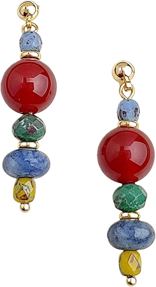 Hupplle Handmade Boho Dangle Earrings Natural Stone Beaded Vintage Statement Earrings Lightweight... | Amazon (US)