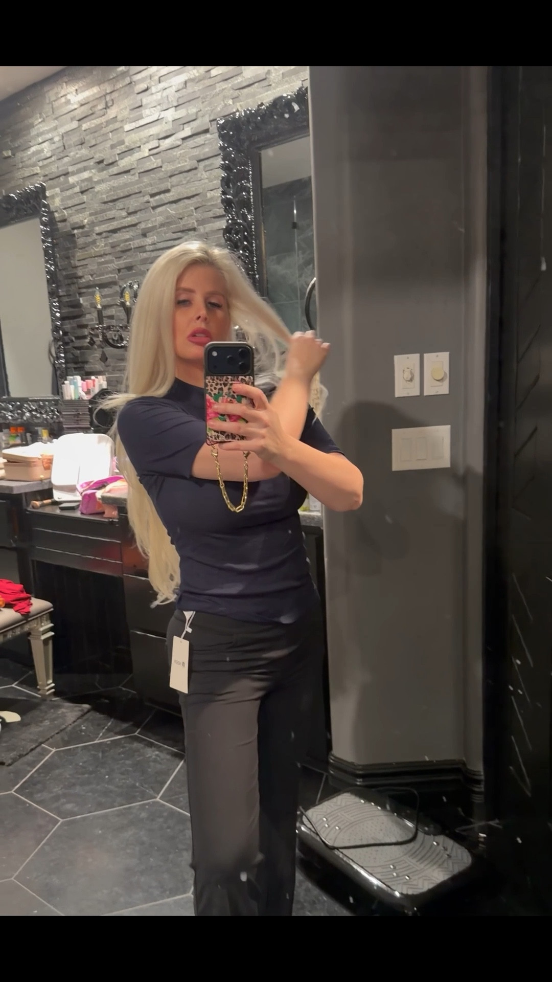 Told you I’m honest 😅 the shirts come in a pack of 3 for 3 so I like that & they are comfy… I just wish they were more fitted. 

Shirt: small & that’s the smallest size they have. 
Pants: small

#LTKWorkwear #LTKSaleAlert #LTKootd