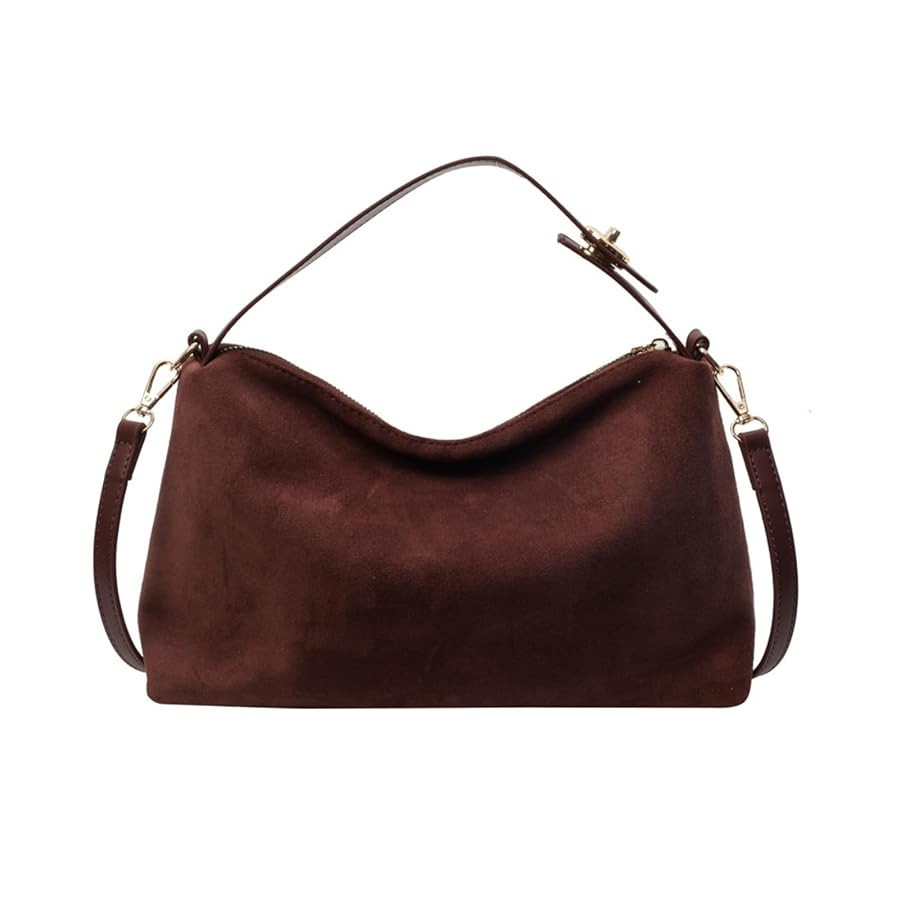 Brown Suede Bags for Women Faux Suede Purse Suede Handbag Suede Tote Bag for Work Office | Amazon (US)