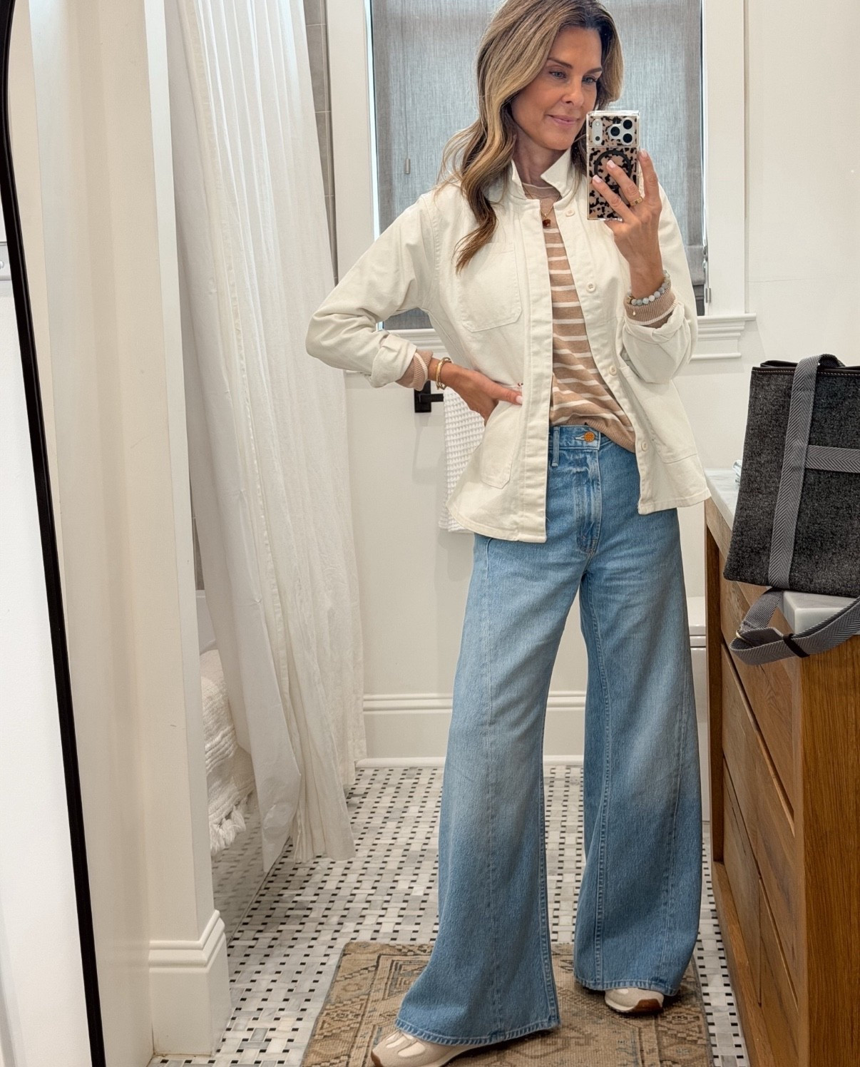 I’m 5’6”
Wearing a small in the jacket. The details and fabric make this jacket a keeper! 
-Jeans TTS, these were worth the wait! LOVE them. 

#LTKOver40 #LTKootd