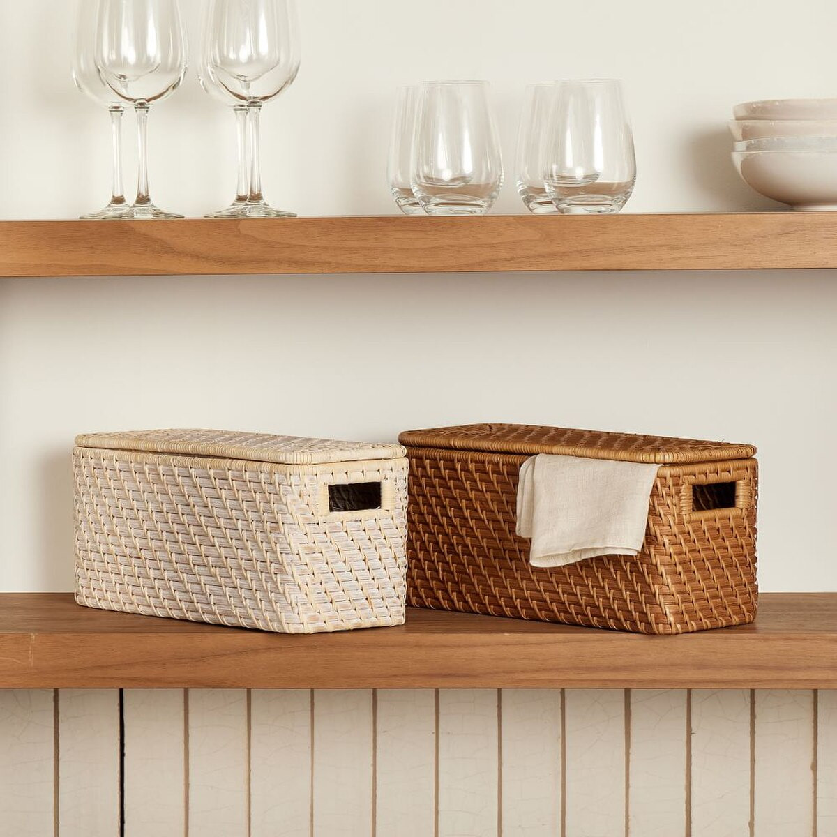 Modern Weave Rattan Lidded Baskets | West Elm (UK)
