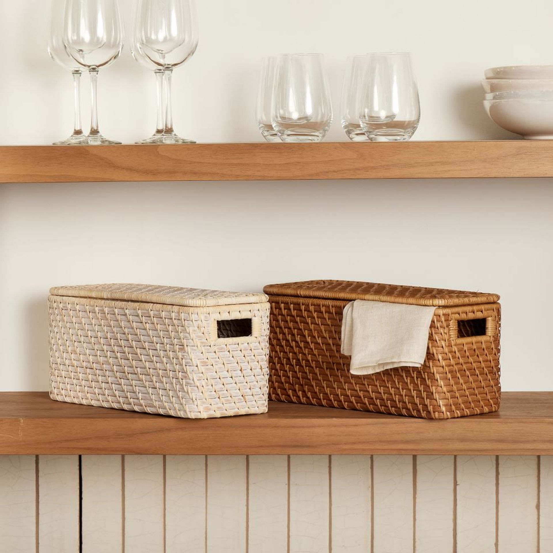 Modern Weave Rattan Lidded Baskets | West Elm (UK)