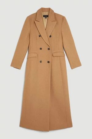 Italian Wool Maxi Double Breasted Tailored Coat | Karen Millen UK + IE + DE + NL
