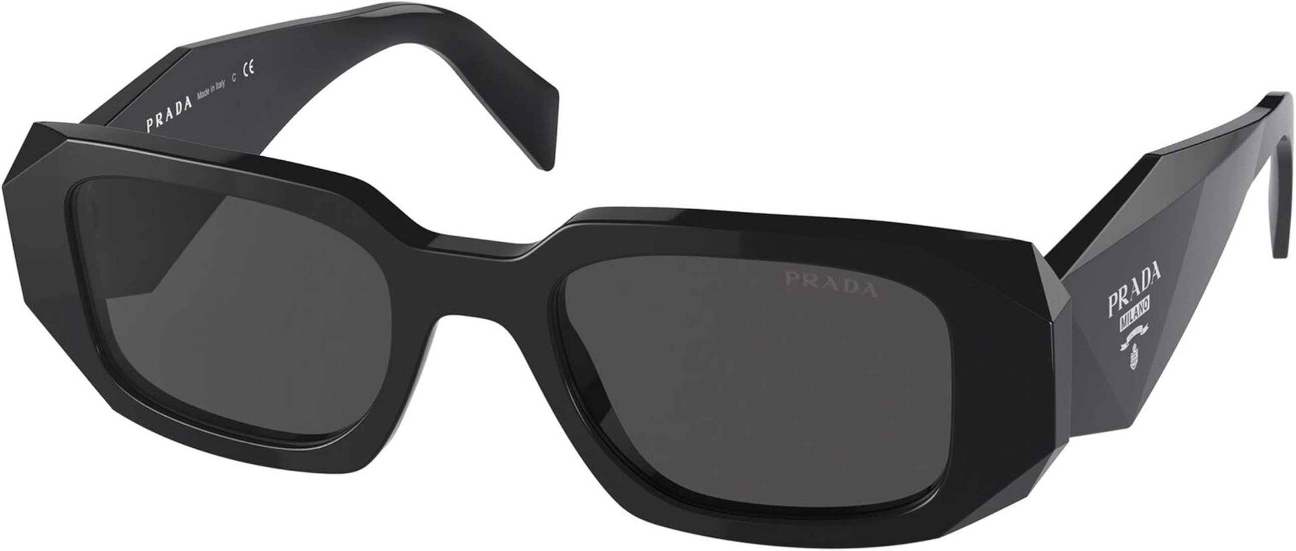 PR 17WS 1AB5S0 Black Plastic Rectangle Sunglasses Grey Lens | Amazon (US)